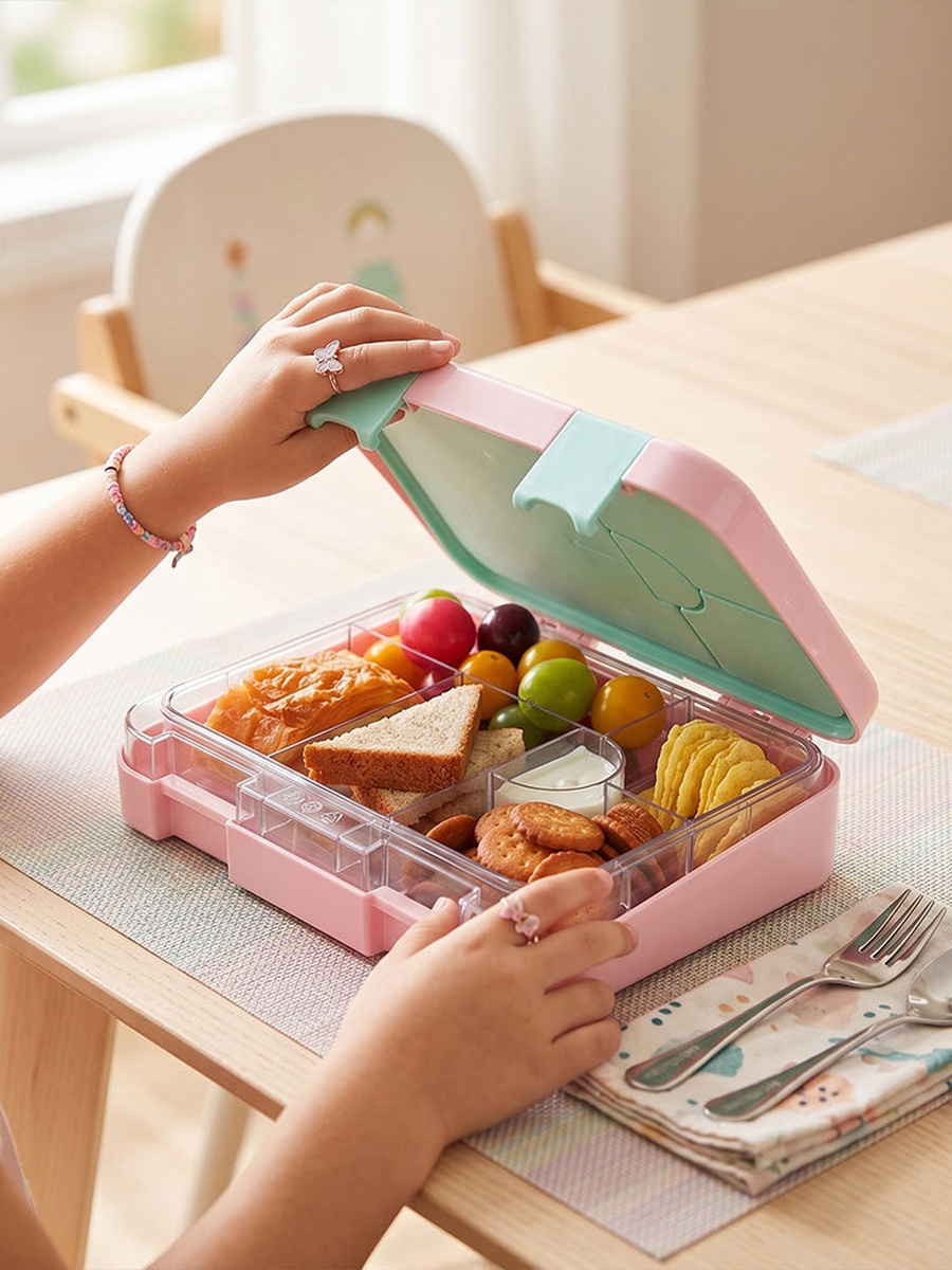 طقم صندوق غداء بينتو قابل للتحويل مع شنطة غداء معزولة وملعقة وشوكة