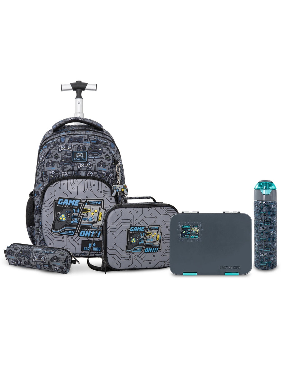 Trolley School Bag and Pencil and Lunch Bag with Insulated Bottle and Bento Box - 17 Inch