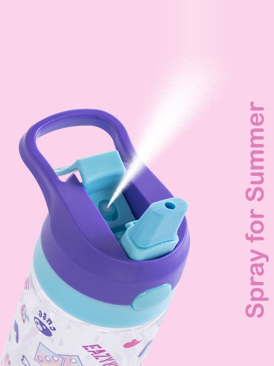 3-Compartment 800ml Stainless Steel Bento Lunch Box with Water Bottle - Floral Purple