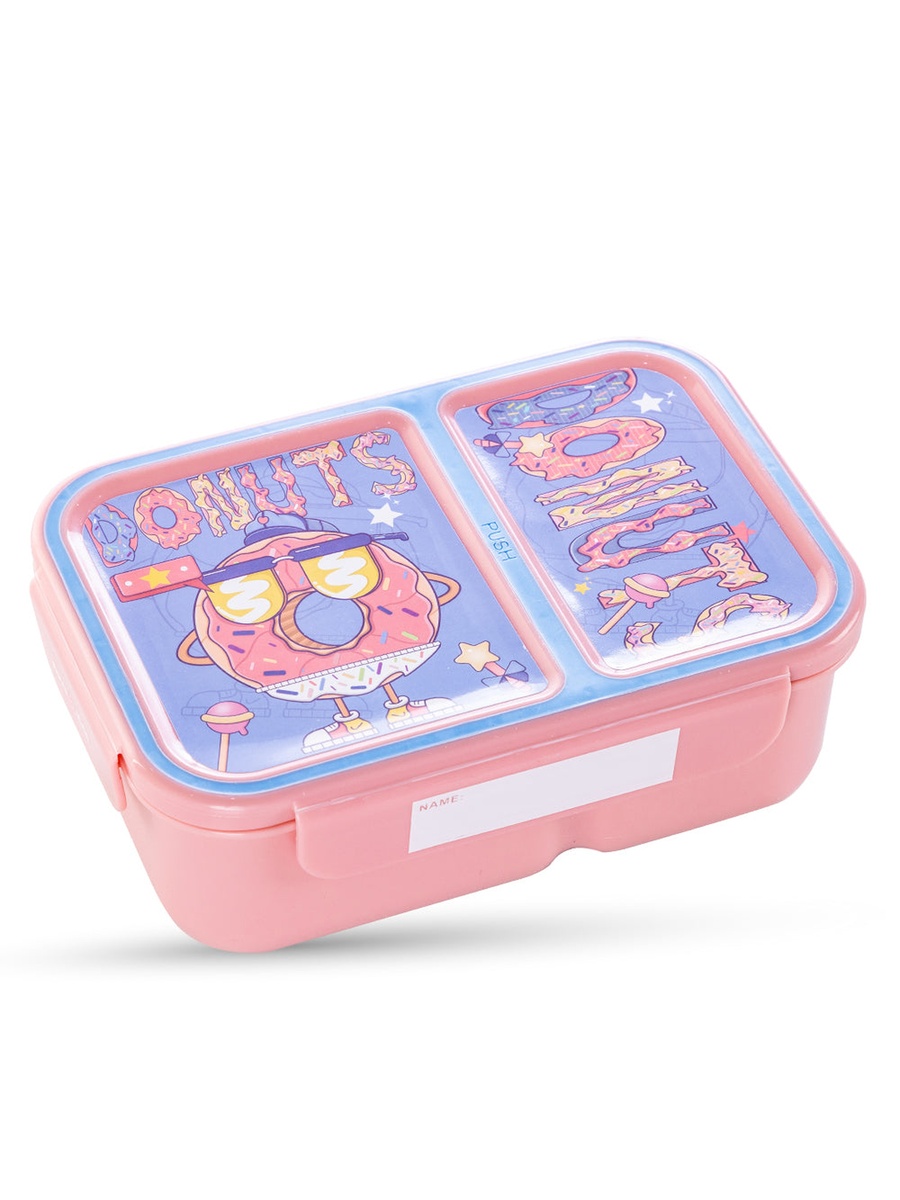 Kids 2-Compartment Bento Lunch Box with Water Bottle - Donut Pink