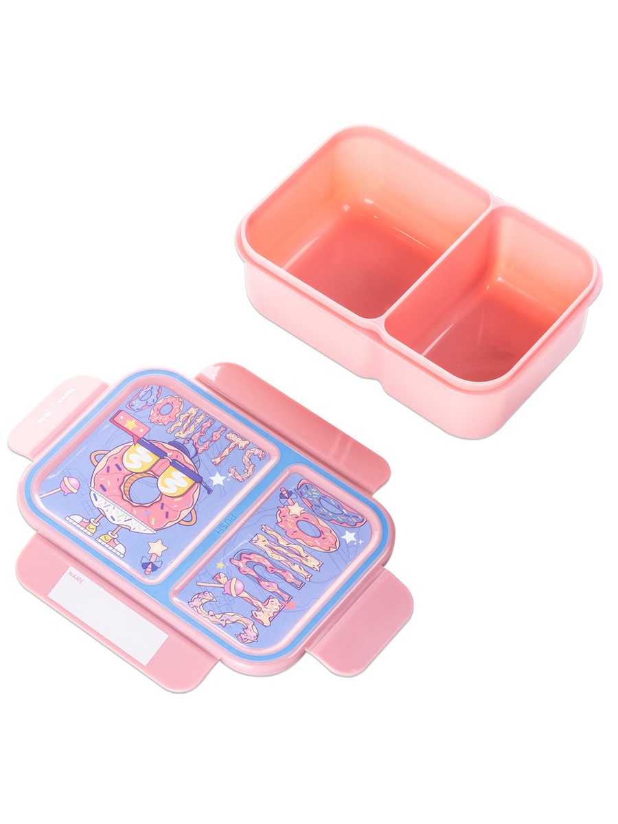 Kids 2-Compartment Bento Lunch Box with Water Bottle - Donut Pink