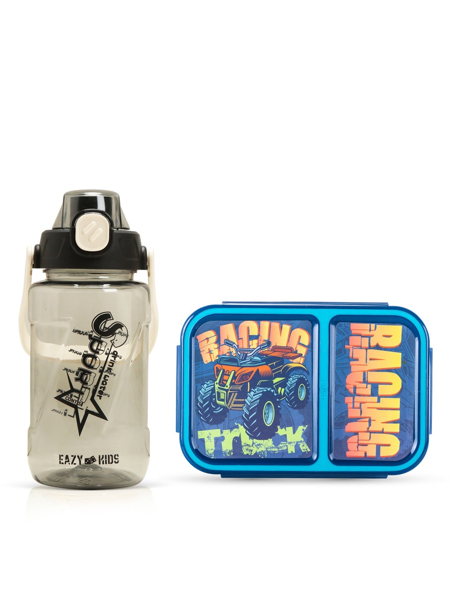 Kids 2-Compartment Bento Lunch Box Water Bottle - Racer Blue
