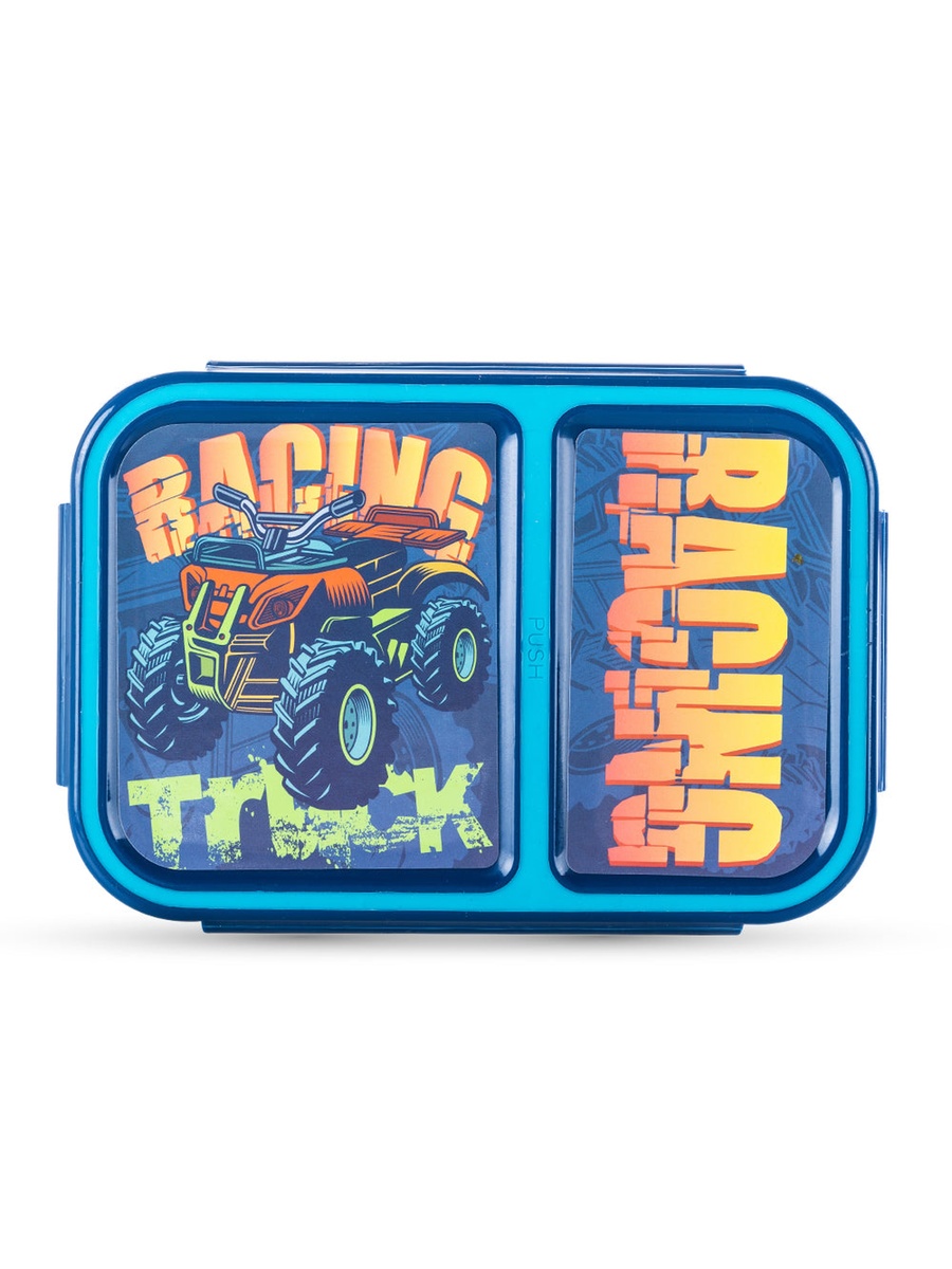 Kids 2-Compartment Bento Lunch Box Water Bottle - Racer Blue