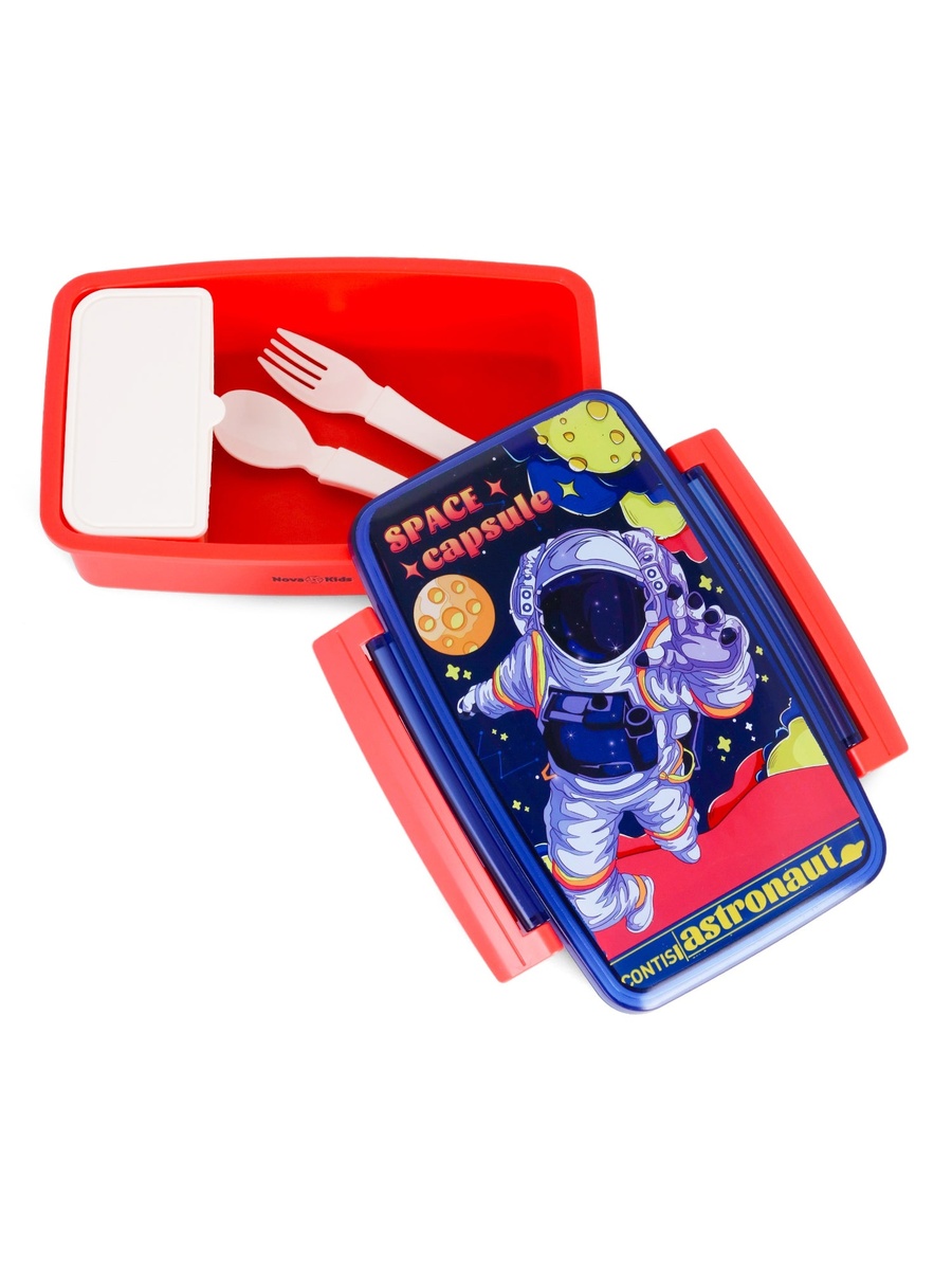 Kids Bento Lunch Box with Spoon and Fork - Astronaut Blue