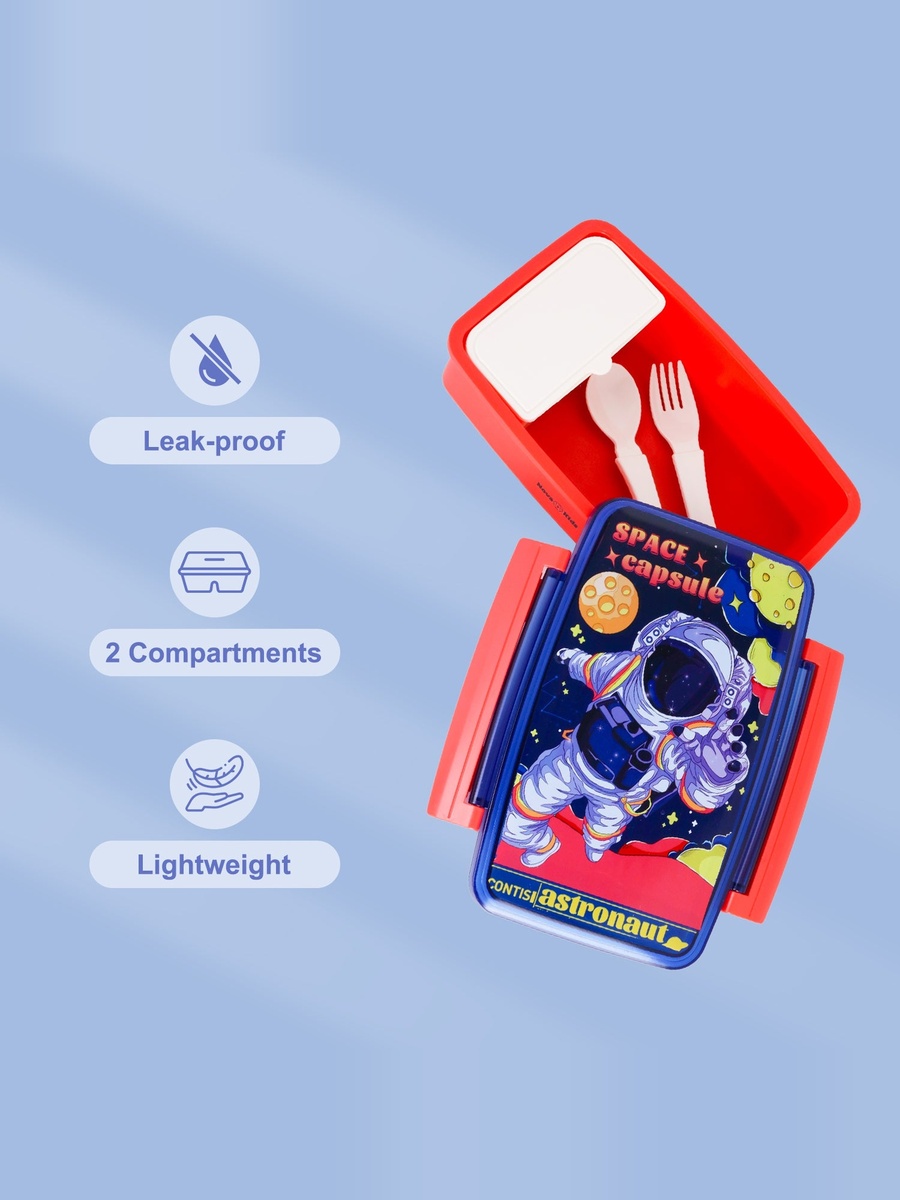 Kids Bento Lunch Box with Spoon and Fork - Astronaut Blue