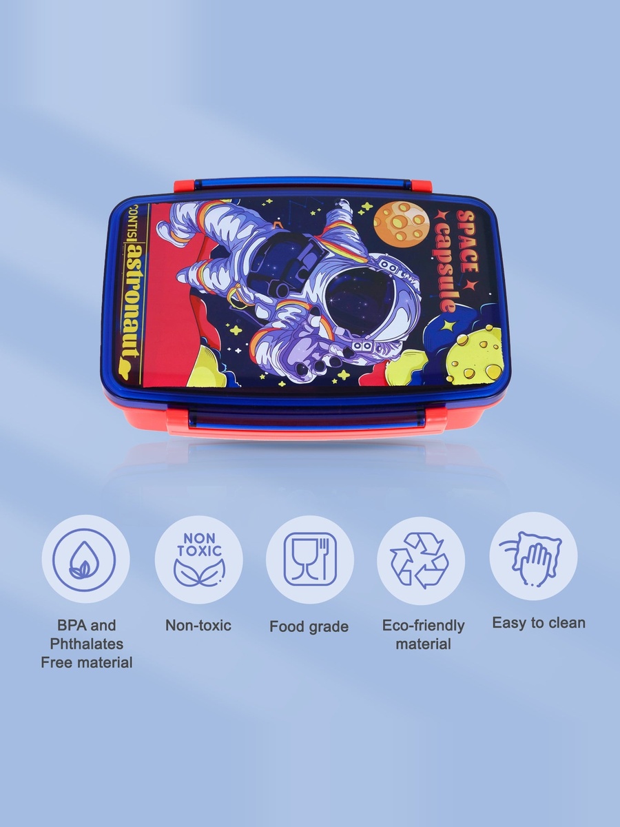 Kids Bento Lunch Box with Spoon and Fork - Astronaut Blue
