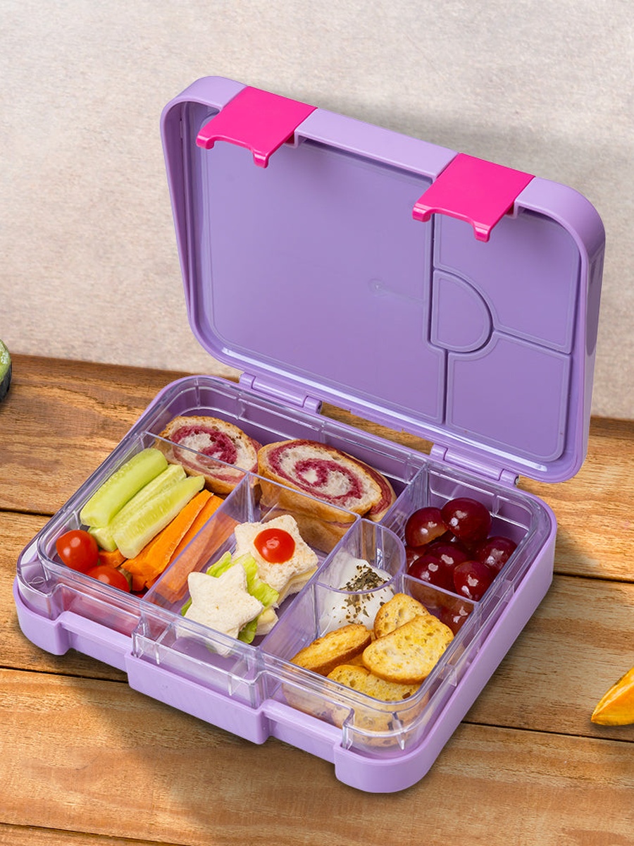 6 and 4 Convertible Bento Lunch Box with Sandwich Cutter Set - Mermaid Purple