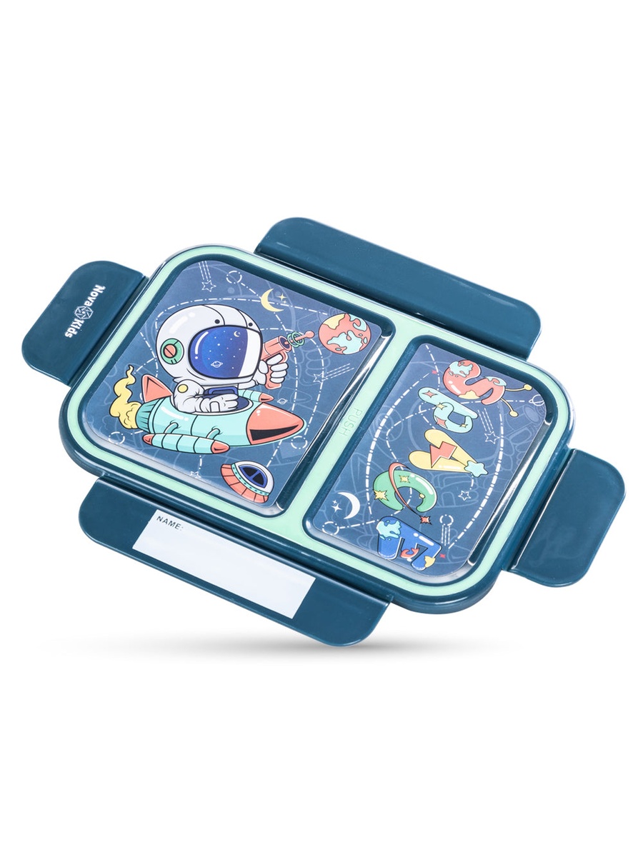 Kids 2-Compartment Bento Lunch Box - Astronaut Green