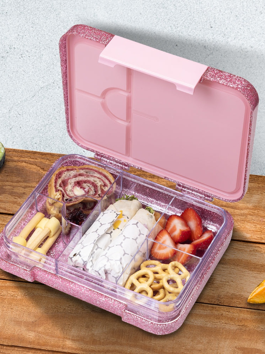 6 and 4 Convertible Bento Lunch Box - Glitter Pink