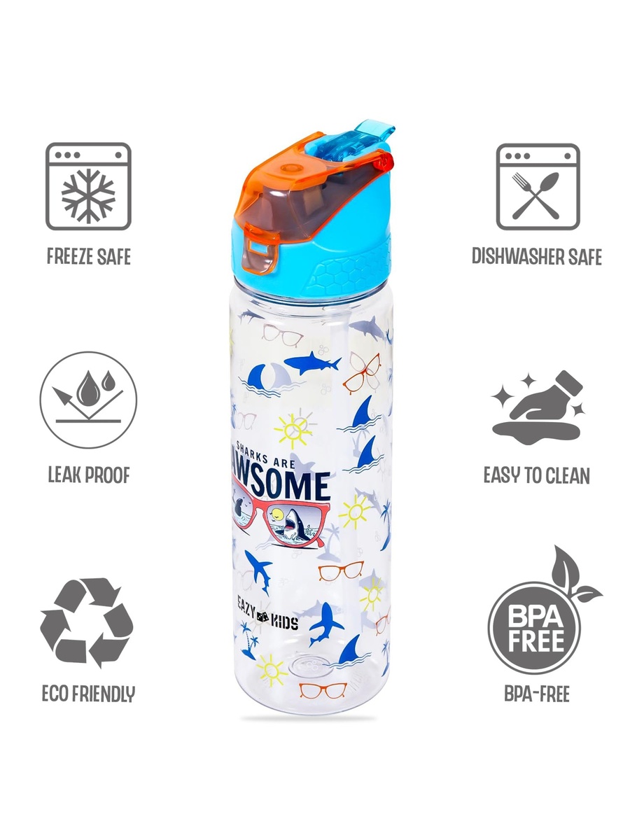 Jawsome Shark 2In1 Tritan Water Bottle - Blue (650ml)