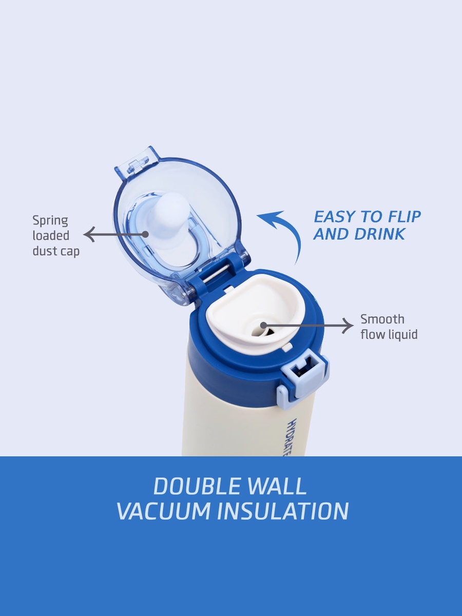 Insulated Travel Water Bottle - Blue, 550ml