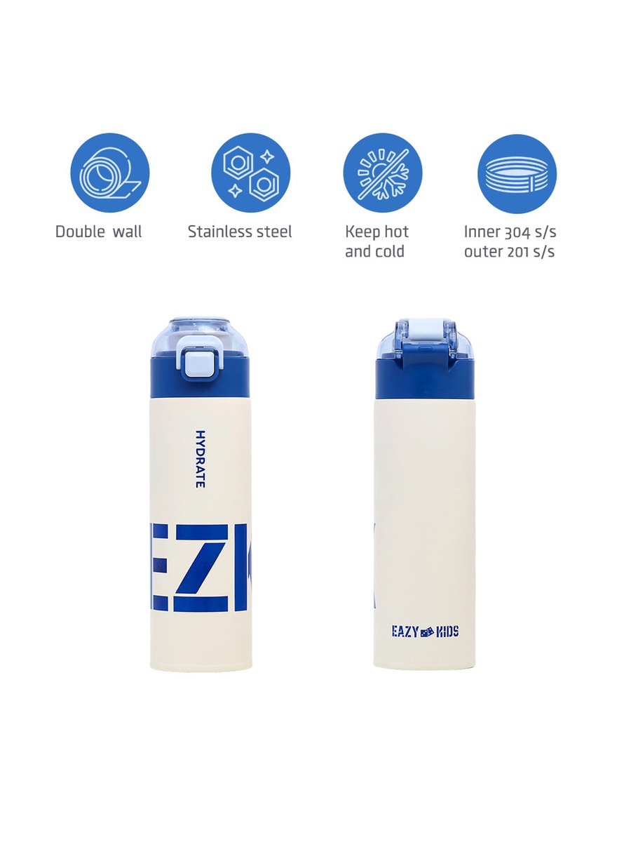 Insulated Travel Water Bottle - Blue, 550ml