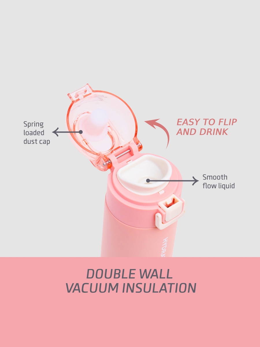 Insulated Travel Water Bottle - Pink, 550ml