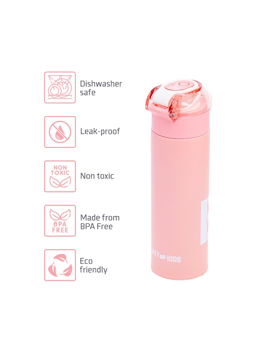Insulated Travel Water Bottle - Pink, 550ml