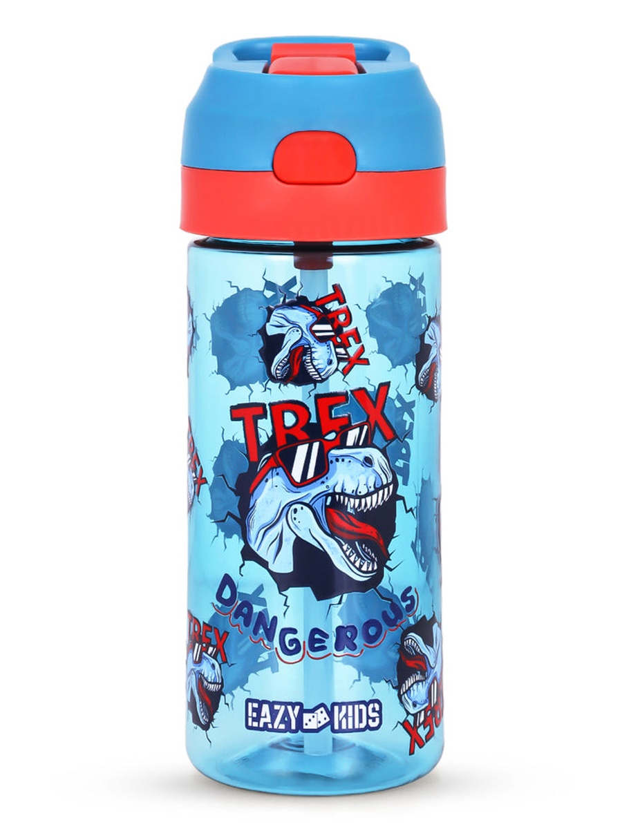 Tritan Water Bottle with Spray Dino, Blue, 420ml