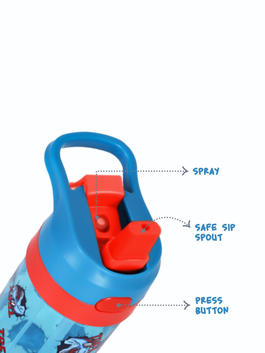 Tritan Water Bottle with Spray Dino, Blue, 420ml