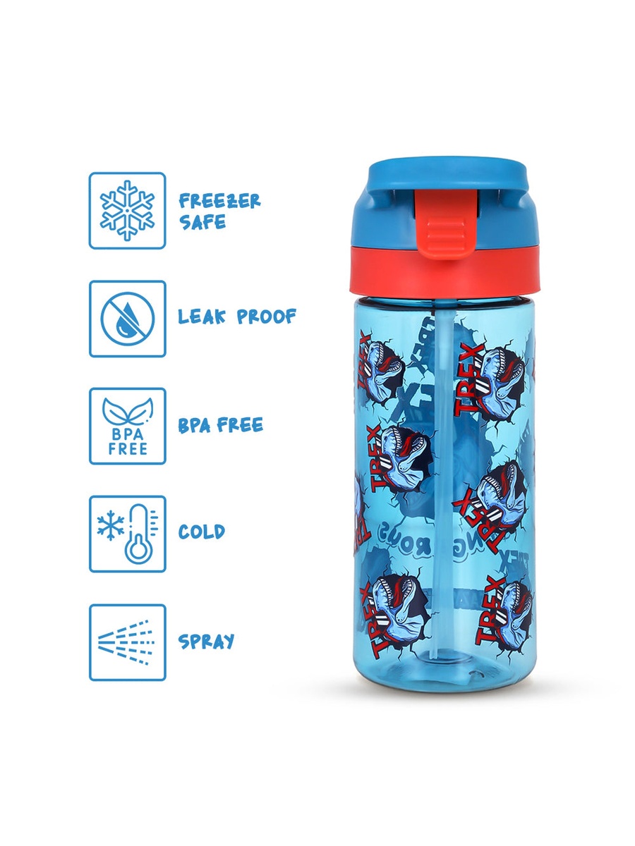 Tritan Water Bottle with Spray Dino, Blue, 420ml
