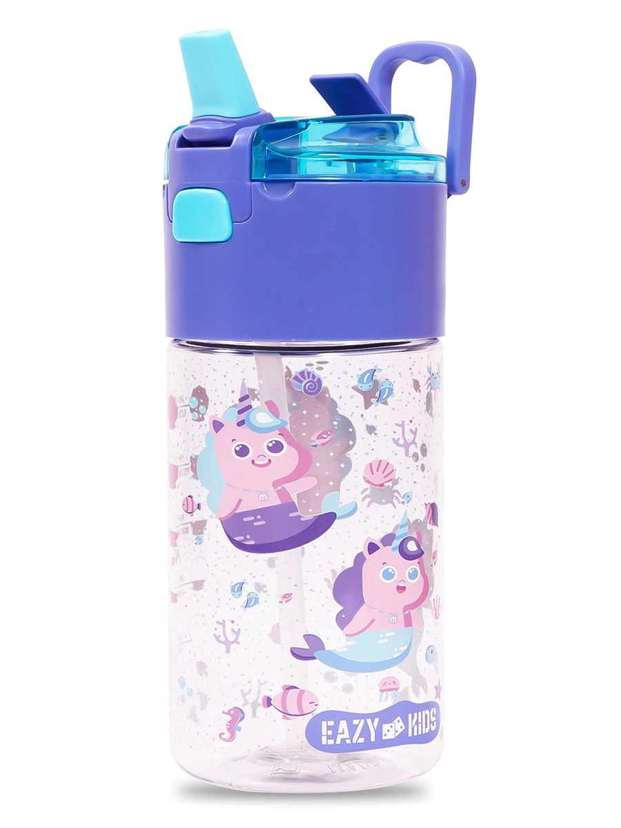 Tritan Water Bottle Snack Box, Mermaid - Purple, 450ml