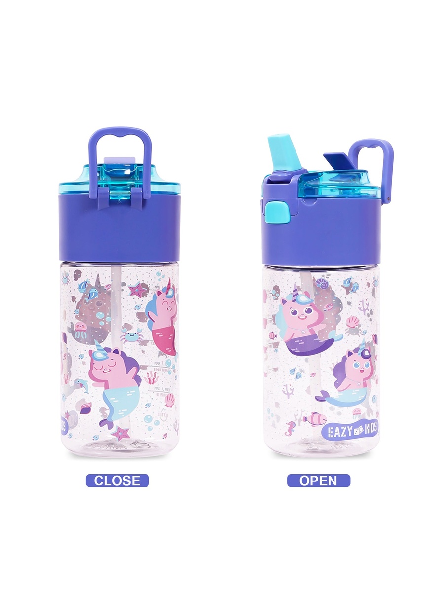 Tritan Water Bottle Snack Box, Mermaid - Purple, 450ml