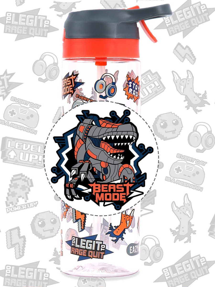 Tritan Water Bottle Spray, Dinosaur - Grey, 750ml