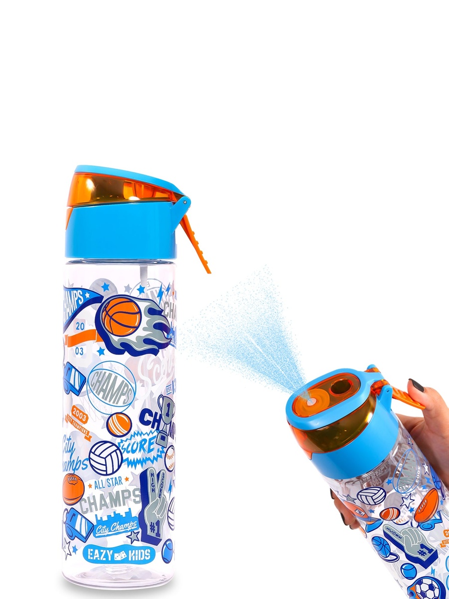 Tritan Water Bottle Spray, Soccer - Blue, 750ml
