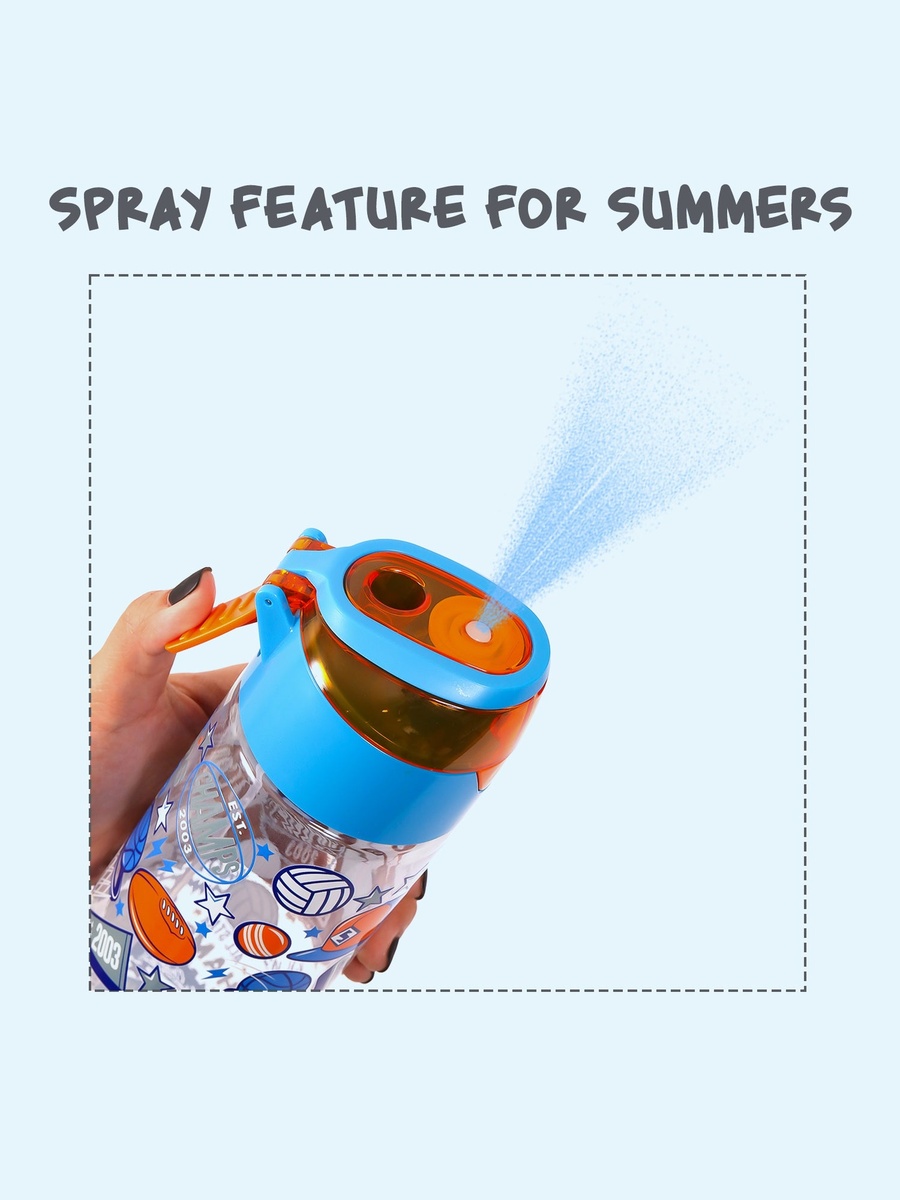 Tritan Water Bottle Spray, Soccer - Blue, 750ml