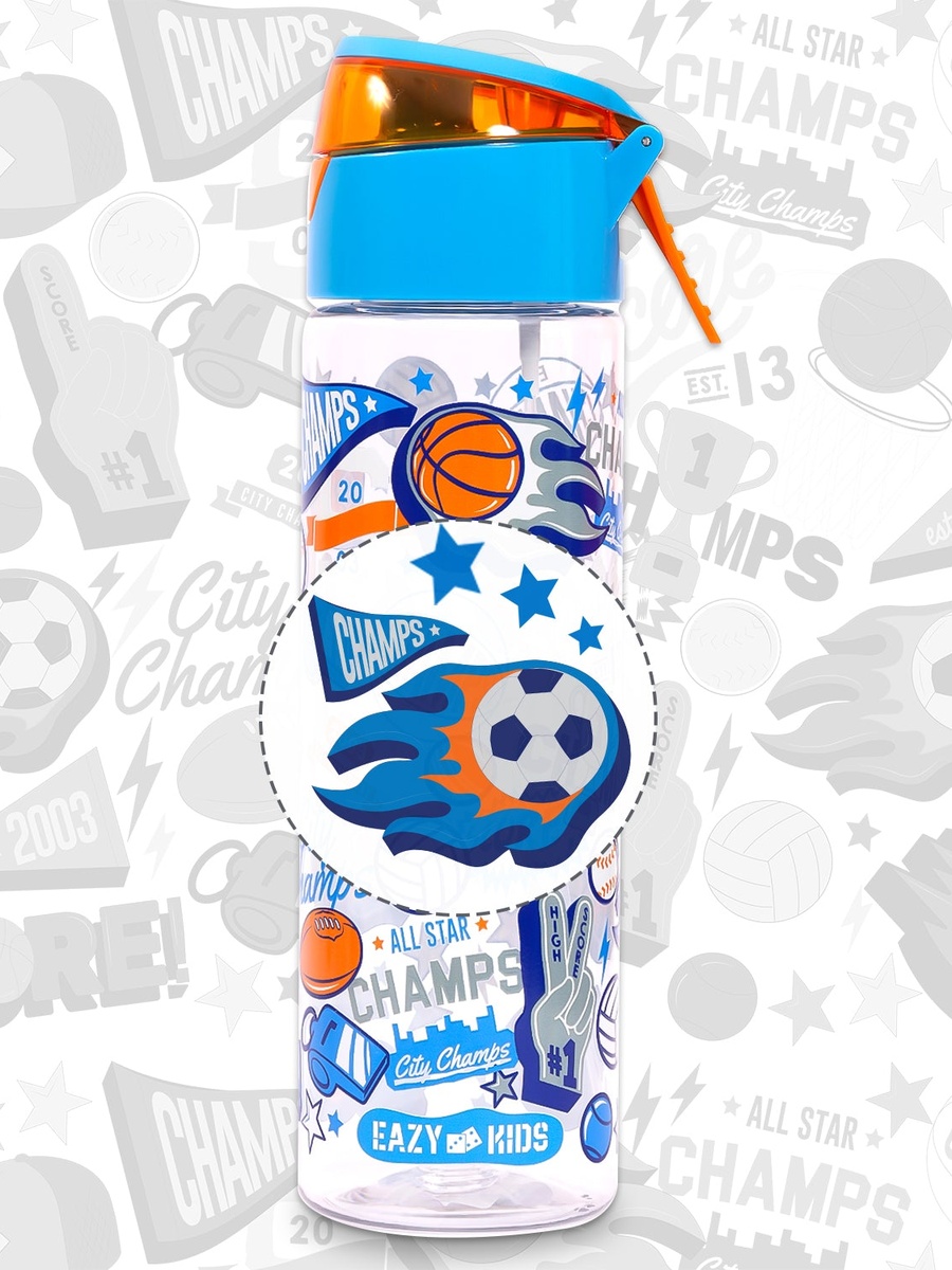 Tritan Water Bottle Spray, Soccer - Blue, 750ml