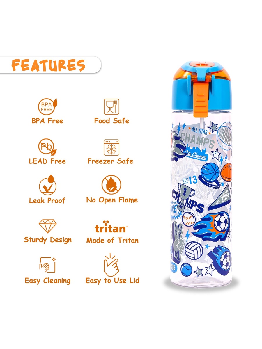Tritan Water Bottle Spray, Soccer - Blue, 750ml