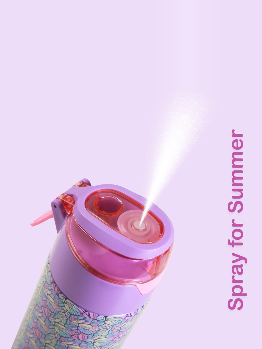 Insulated Stainless Steel Water Bottle Spray -Butterfly, 640ml Purple