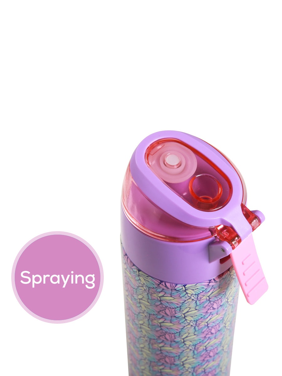 Insulated Stainless Steel Water Bottle Spray -Butterfly, 640ml Purple