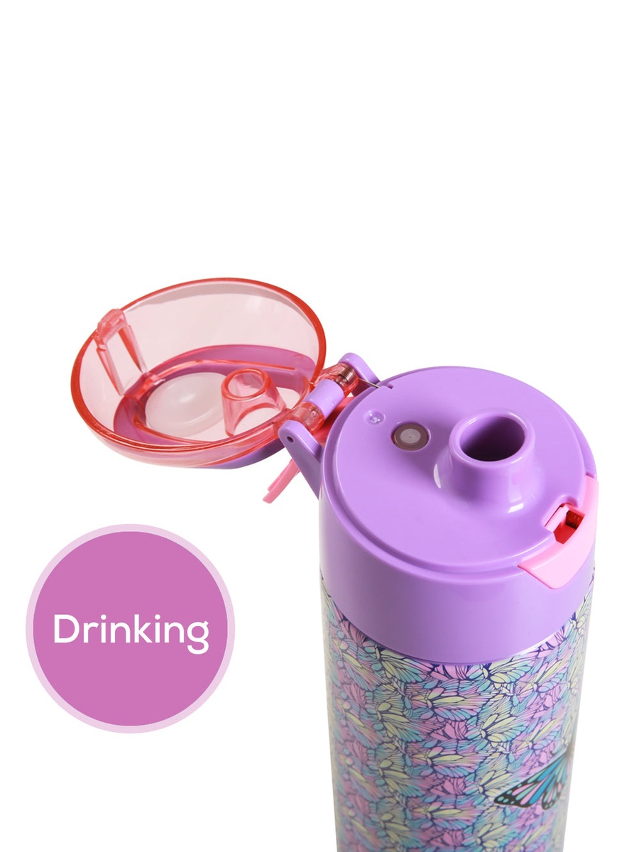 Insulated Stainless Steel Water Bottle Spray -Butterfly, 640ml Purple