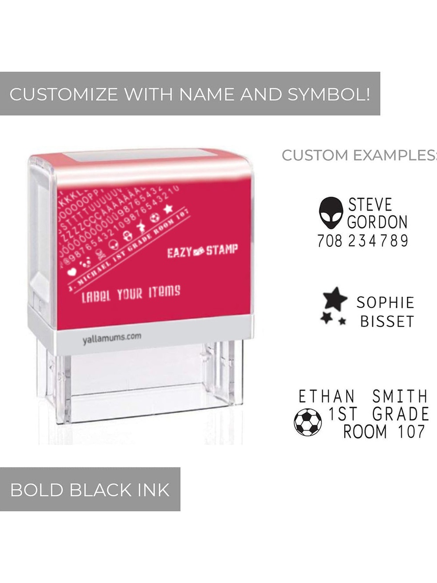 Customizable Self Inking Fabric Stamp Kit - Black