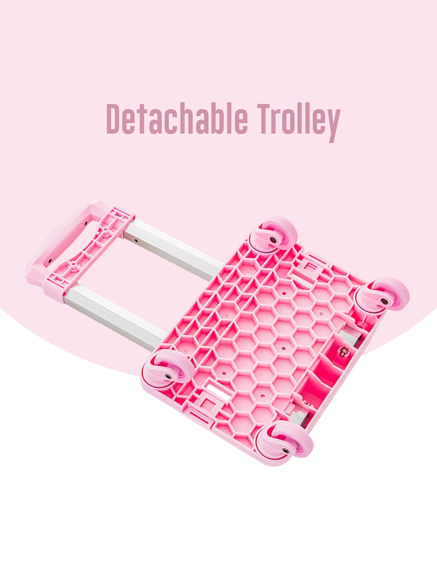 4-Wheel School Bag Trolley - Pink
