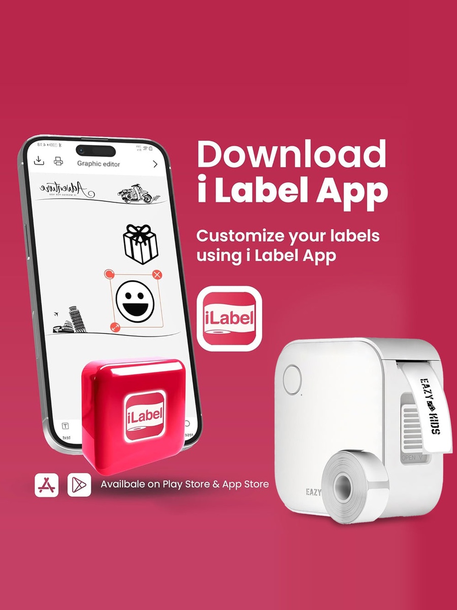 Mini Label Maker Printer with 180 Labels Roll, White