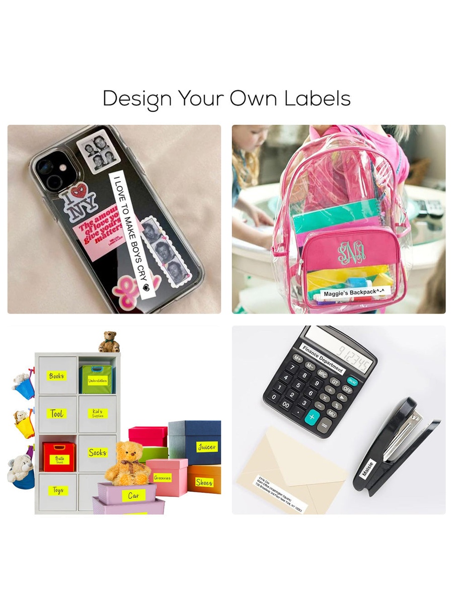 Mini Label Maker Printer with 180 Labels Roll, Pink
