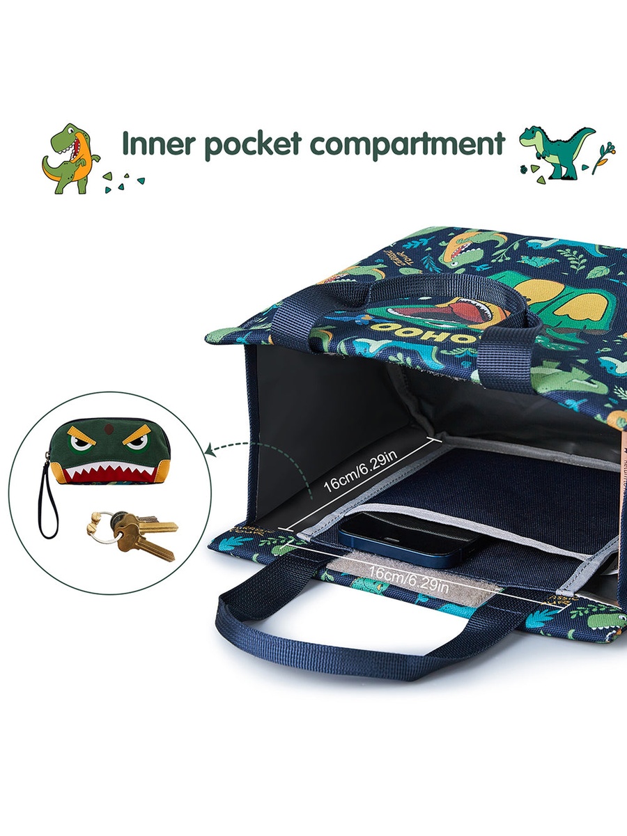 Kids Dino Lunch Bag, Green