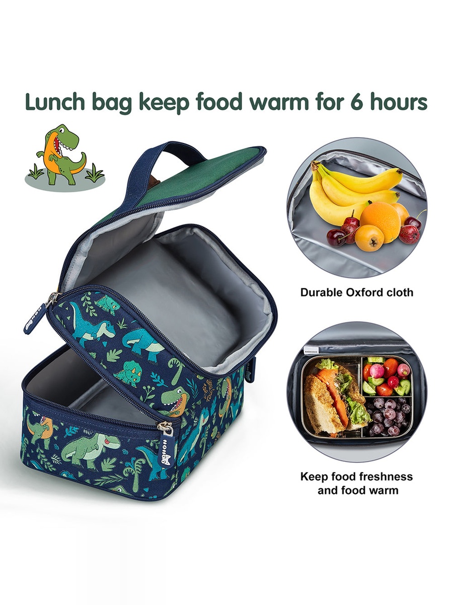 Kids Insulated Lunch Bag Dino - Green