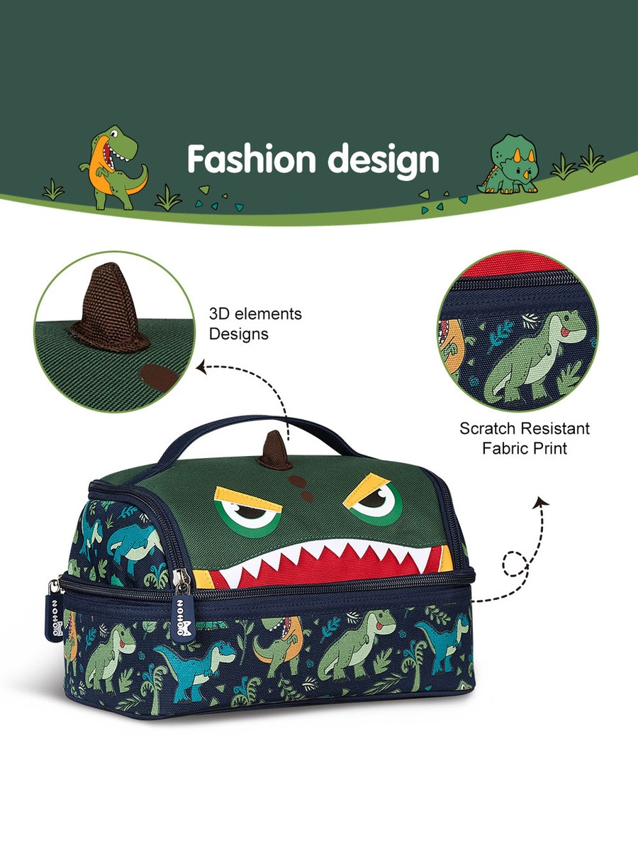Kids Insulated Lunch Bag Dino - Green