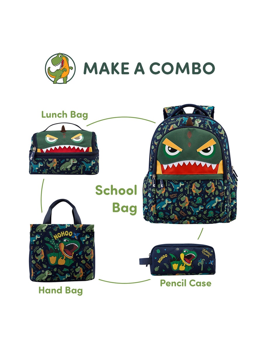 Kids Insulated Lunch Bag Dino - Green