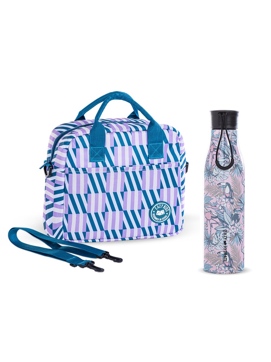 Steel Water Bottle and Lunch Bag, 760ml Floral