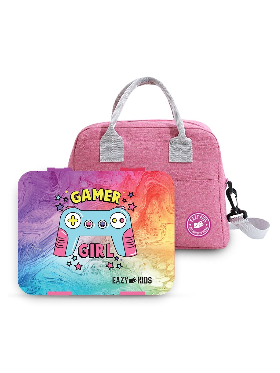 Bento Box with Insulated Lunch Bag and Cutter Set - Combo - Gamer Girl