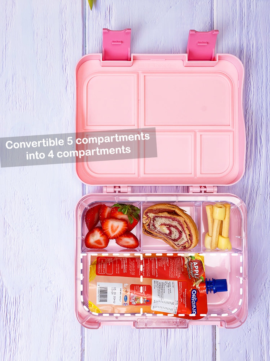 5 and 4 Convertible Bento Lunch Box with Lunch Bag, Sandwich Cutter Set - Girl Power
