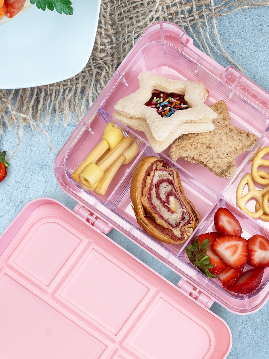 5 and 4 Convertible Bento Lunch Box with Lunch Bag, Sandwich Cutter Set - Girl Power