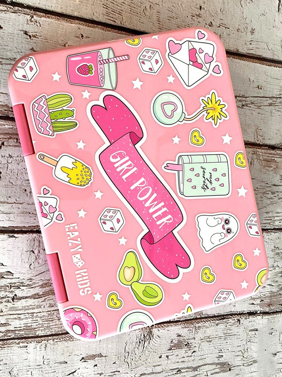 5 and 4 Convertible Bento Lunch Box with Lunch Bag, Sandwich Cutter Set - Girl Power