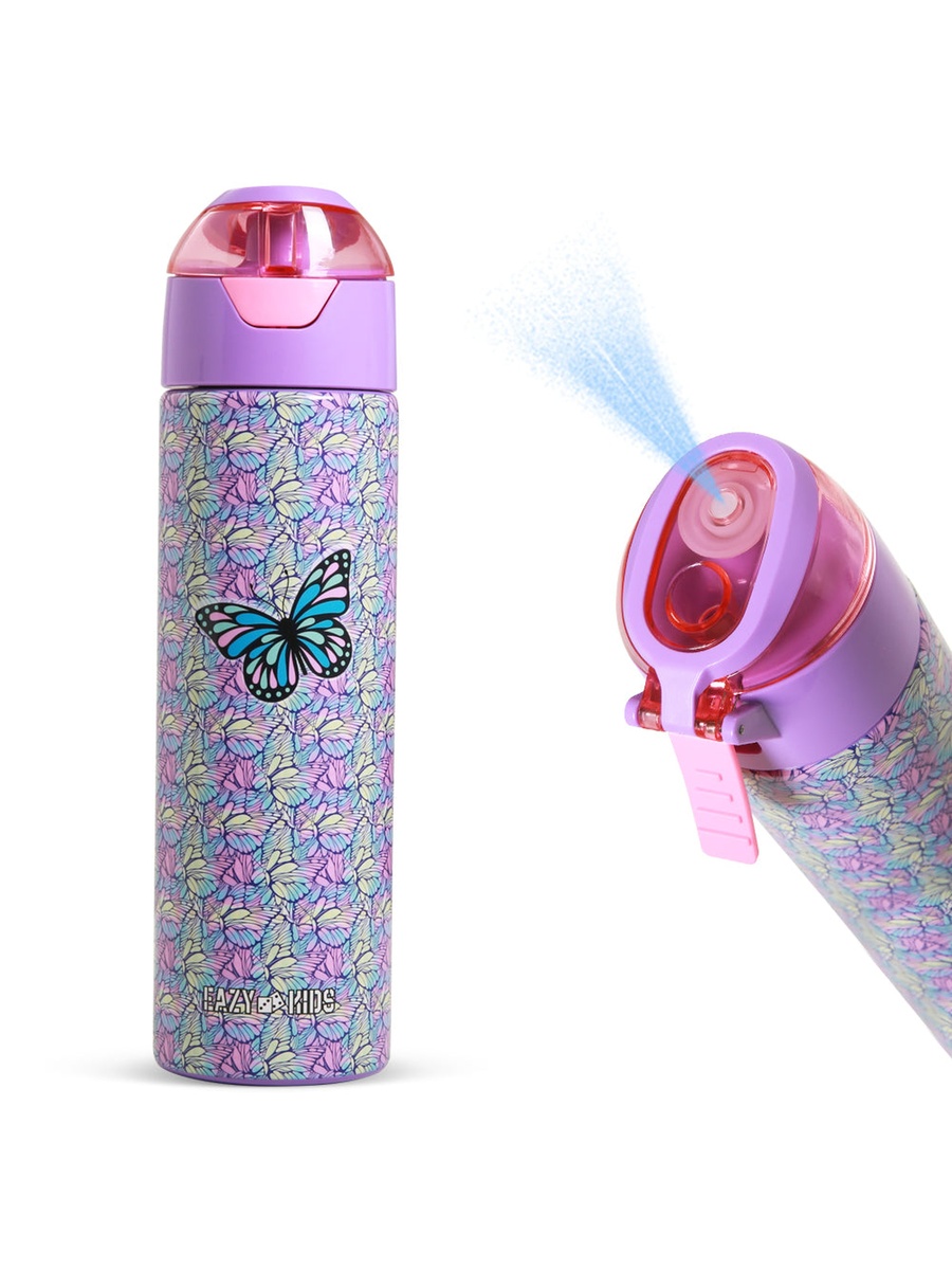 18-Inch Set of 5 Backpack, Water Bottle, Lunch Box, Lunch Bag and Pencil Case - 3D Butterfly Purple