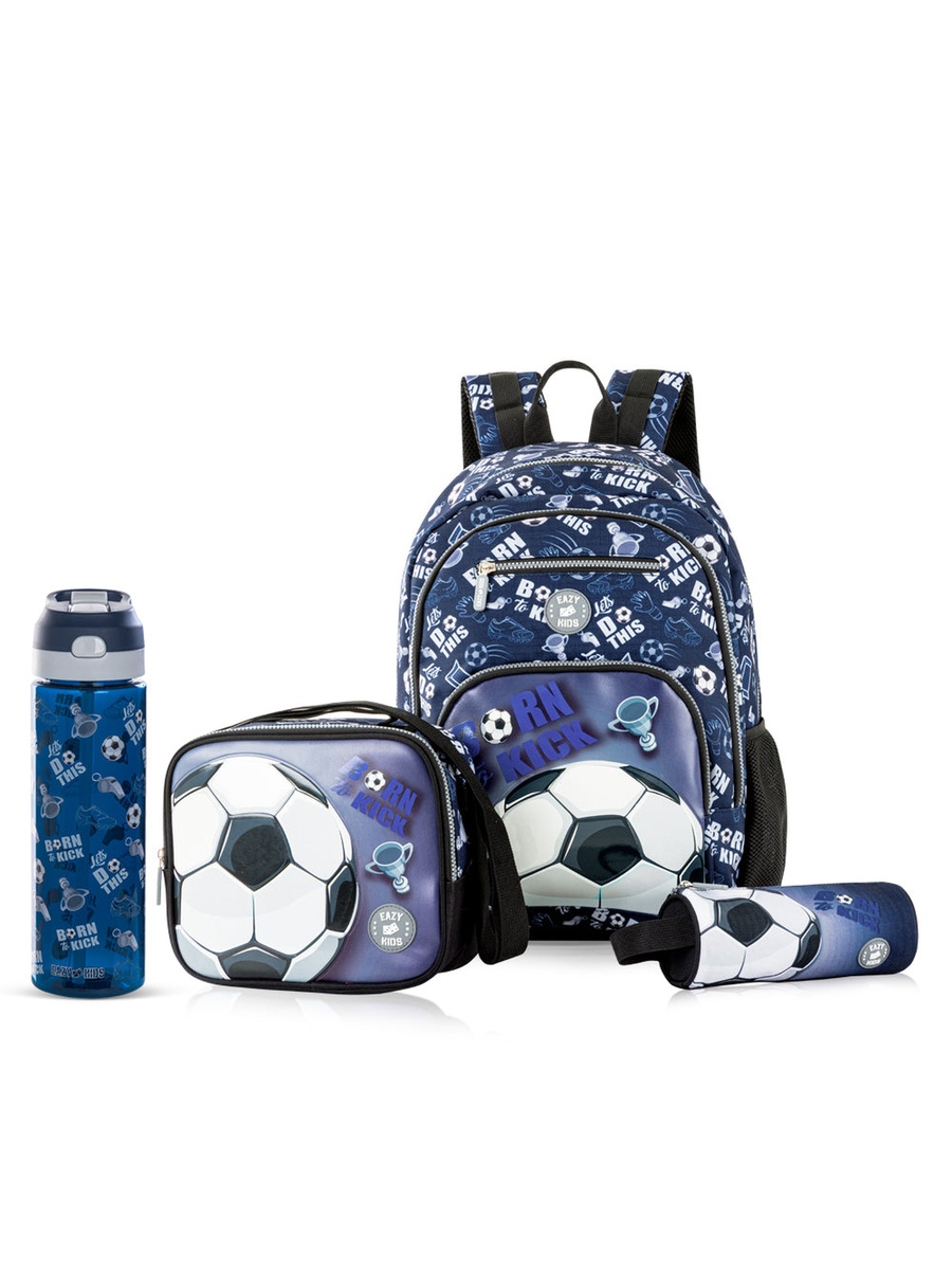18-Inch Set of 4-Backpack, Water Bottle, Lunch Bag and Pencil Case - Football
