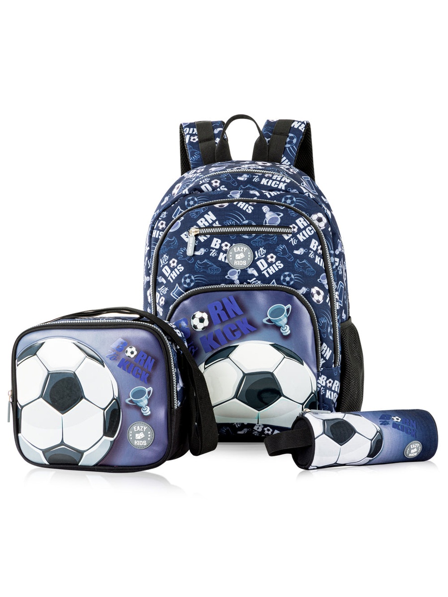 18-Inch Set of 4-Backpack, Water Bottle, Lunch Bag and Pencil Case - Football