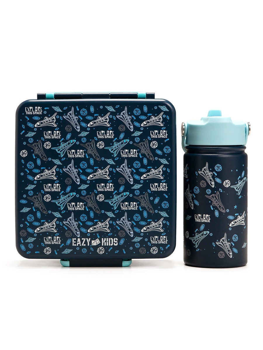 Jumbo Bento Lunch Box 360ml Steel Water Bottle, Spoon and Fork Set, and Insulated Lunch Bag - Aircraft Blue
