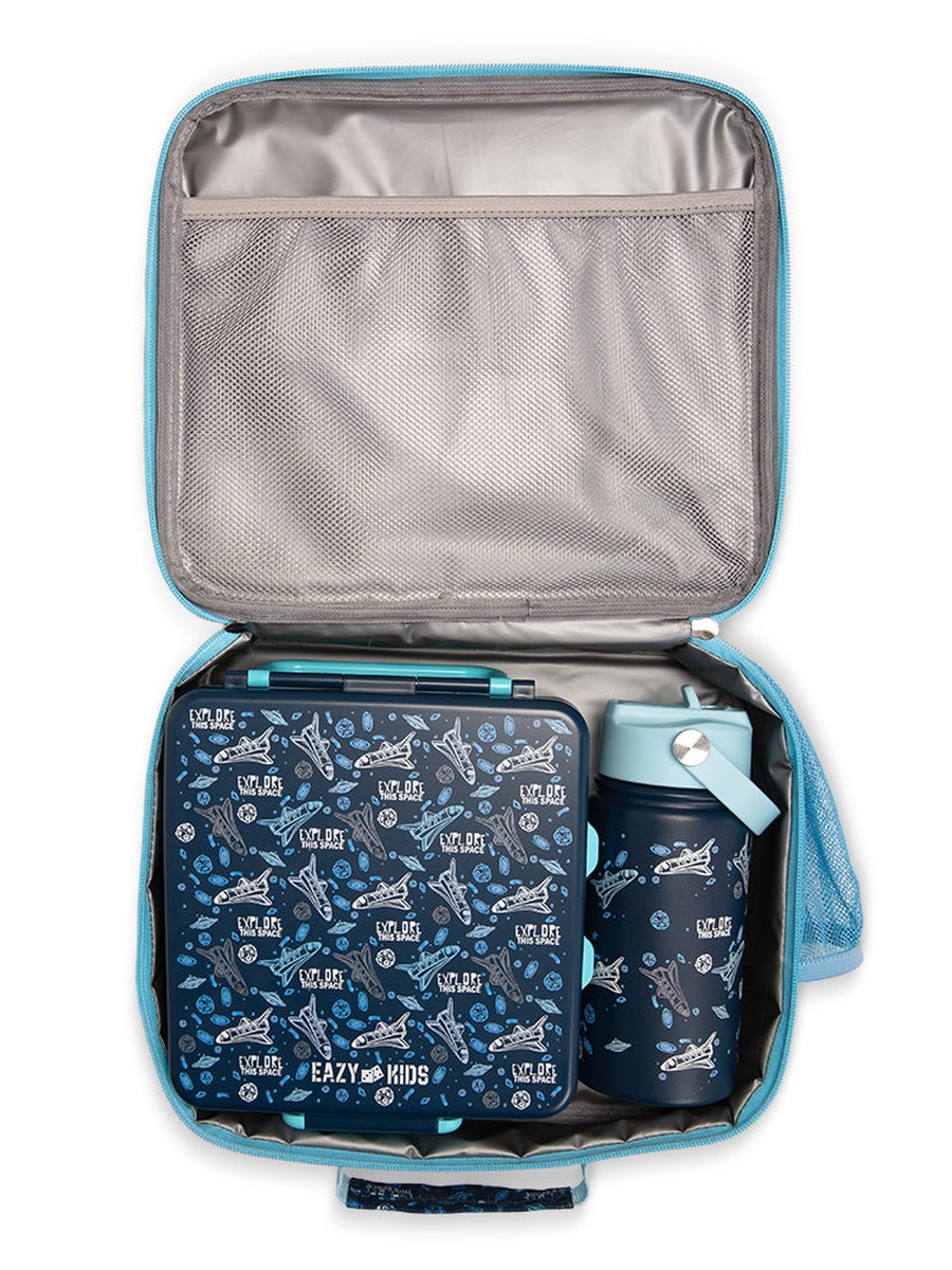 Jumbo Bento Lunch Box 360ml Steel Water Bottle, Spoon and Fork Set, and Insulated Lunch Bag - Aircraft Blue