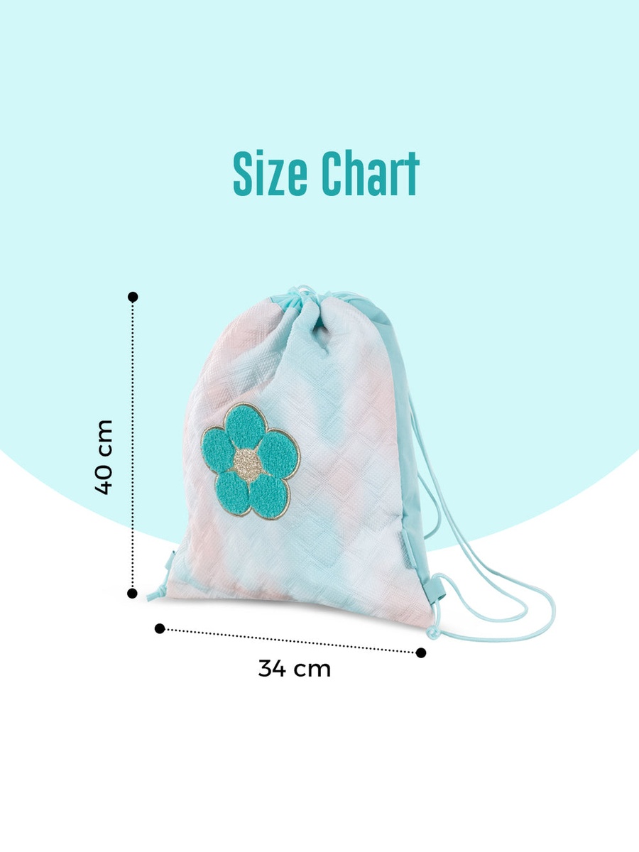 Drawstring Bag - Daisy Flower Green